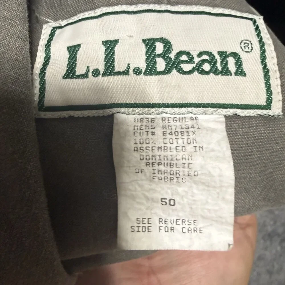VTG LL Bean Cotton Canvas Blazer Jacket Mens 50 Reg Gray 90s Workwear Chore Coat